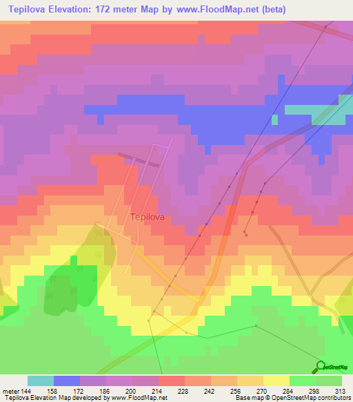 Tepilova,Moldova Elevation Map