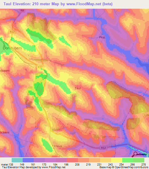 Taul,Moldova Elevation Map