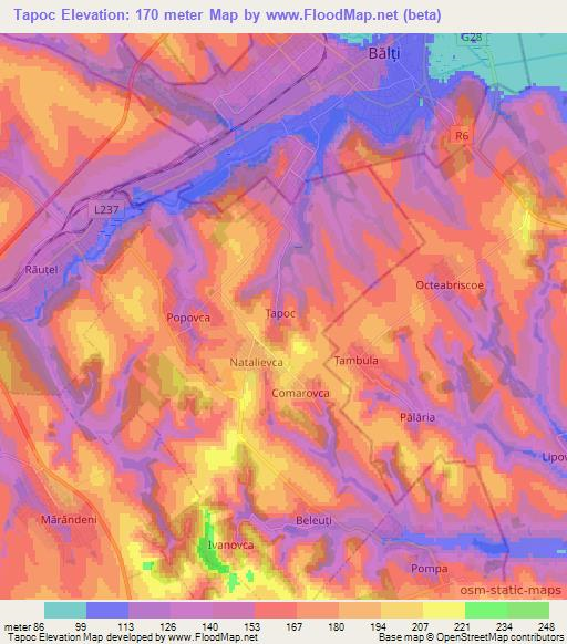 Tapoc,Moldova Elevation Map