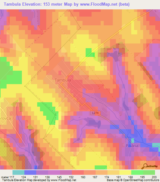 Tambula,Moldova Elevation Map