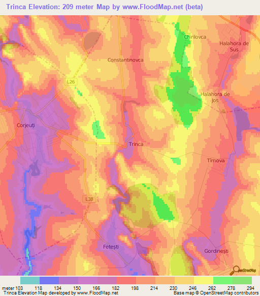 Trinca,Moldova Elevation Map