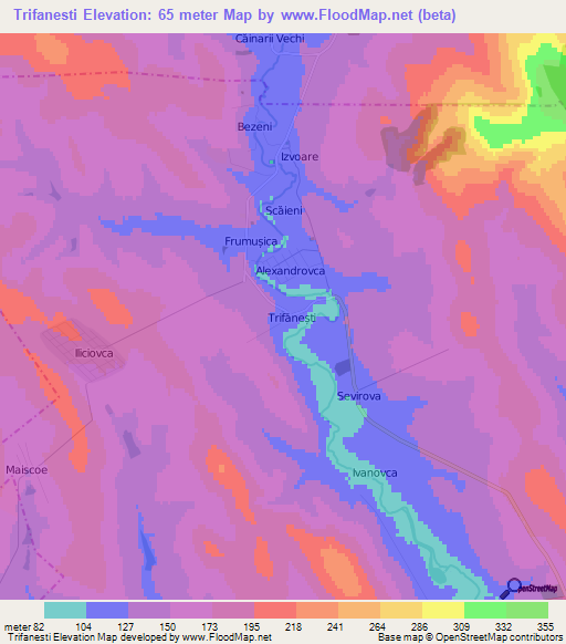 Trifanesti,Moldova Elevation Map