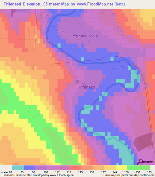 Trifanesti,Moldova Elevation Map