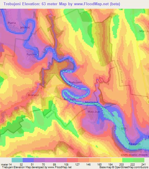 Trebujeni,Moldova Elevation Map