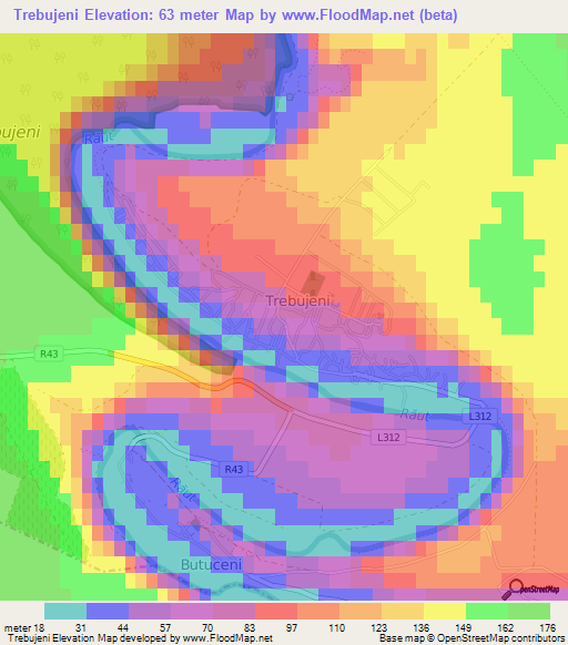 Trebujeni,Moldova Elevation Map