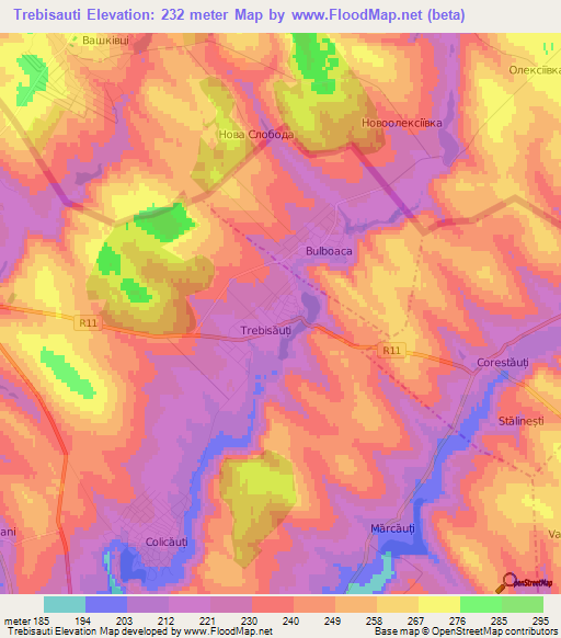 Trebisauti,Moldova Elevation Map