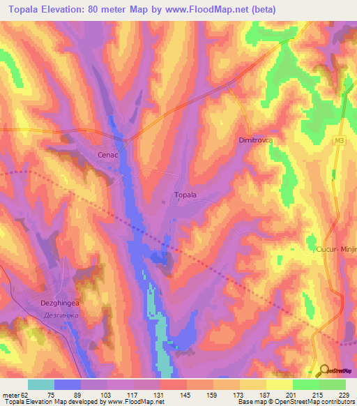 Topala,Moldova Elevation Map