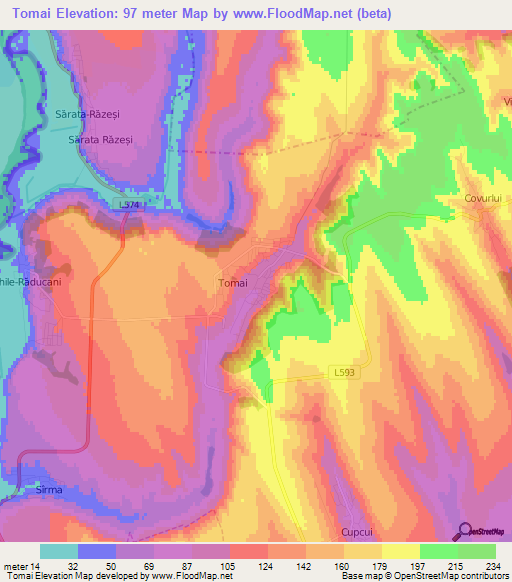 Tomai,Moldova Elevation Map