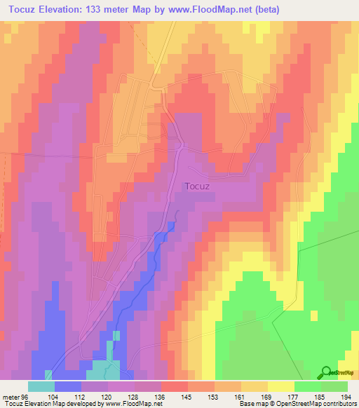 Tocuz,Moldova Elevation Map