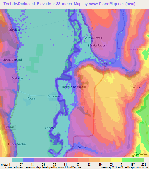 Tochile-Raducani,Moldova Elevation Map