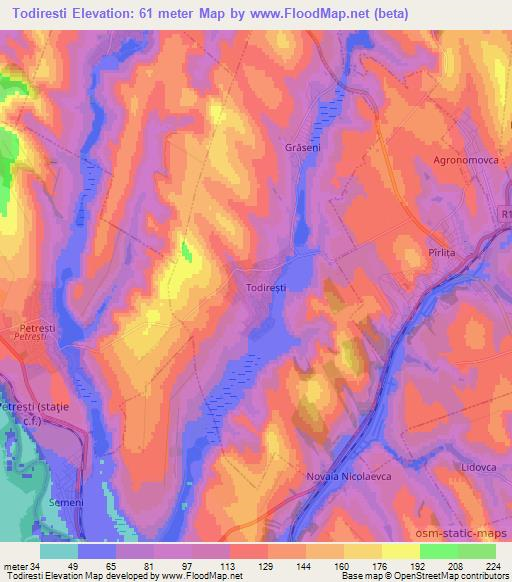 Todiresti,Moldova Elevation Map