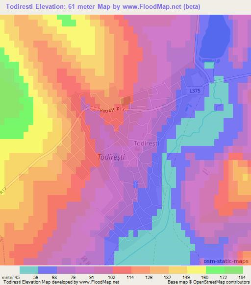 Todiresti,Moldova Elevation Map