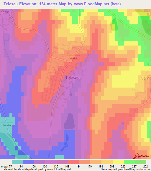 Teleseu,Moldova Elevation Map