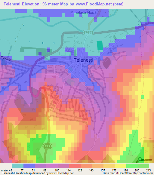 Telenesti,Moldova Elevation Map