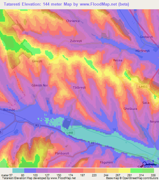 Tataresti,Moldova Elevation Map