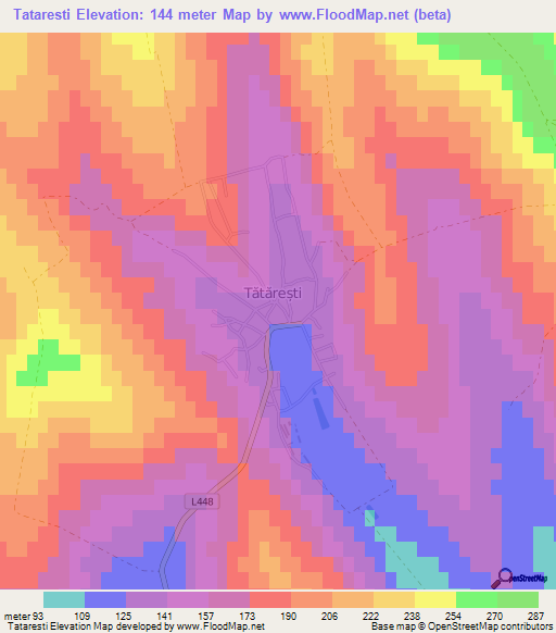 Tataresti,Moldova Elevation Map