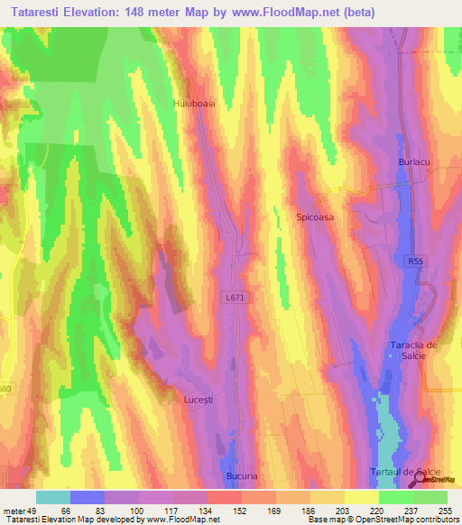 Tataresti,Moldova Elevation Map