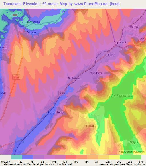 Tataraseni,Moldova Elevation Map