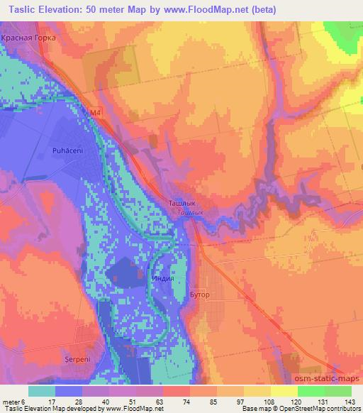 Taslic,Moldova Elevation Map