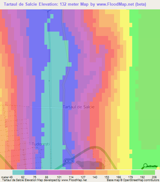 Tartaul de Salcie,Moldova Elevation Map