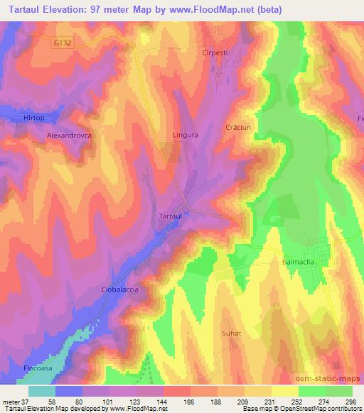 Tartaul,Moldova Elevation Map