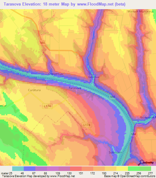 Tarasova,Moldova Elevation Map