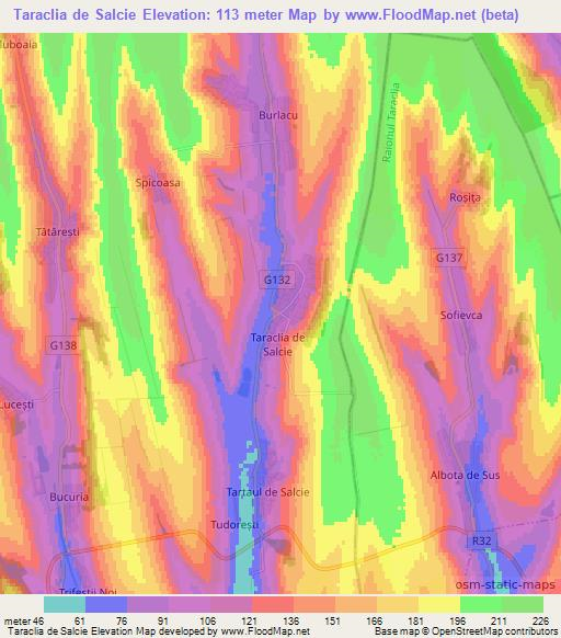 Taraclia de Salcie,Moldova Elevation Map