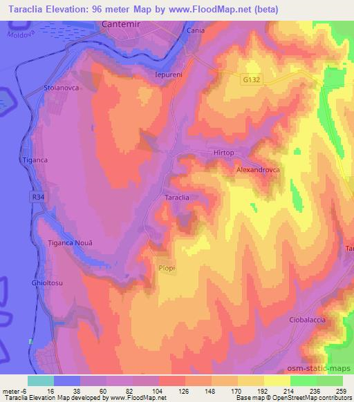 Taraclia,Moldova Elevation Map