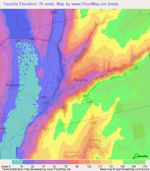 Taraclia,Moldova Elevation Map