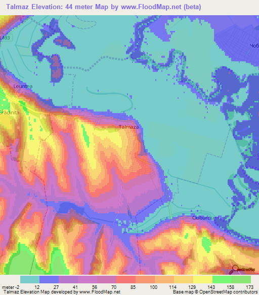 Talmaz,Moldova Elevation Map