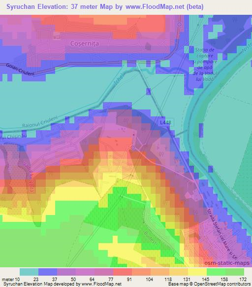 Syruchan,Moldova Elevation Map