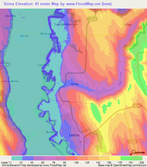 Sirma,Moldova Elevation Map