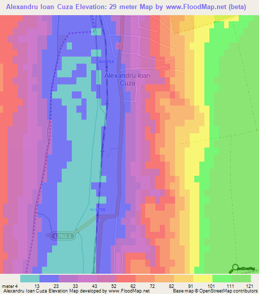 Alexandru Ioan Cuza,Moldova Elevation Map