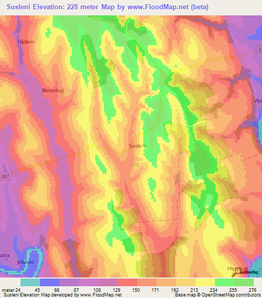 Susleni,Moldova Elevation Map