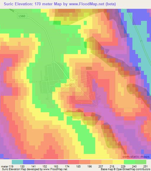 Suric,Moldova Elevation Map