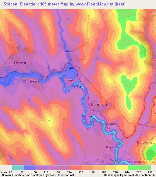 Stirceni,Moldova Elevation Map