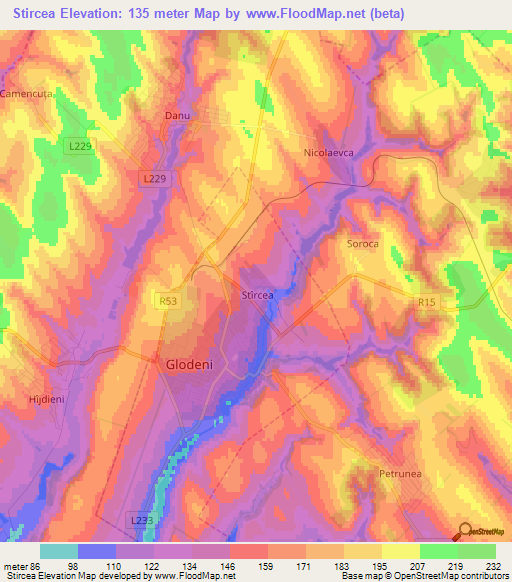 Stircea,Moldova Elevation Map