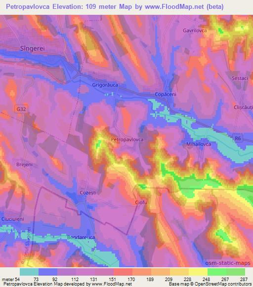 Petropavlovca,Moldova Elevation Map