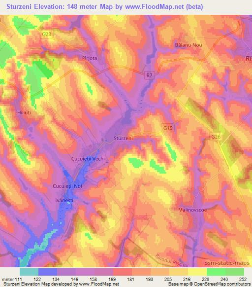 Sturzeni,Moldova Elevation Map