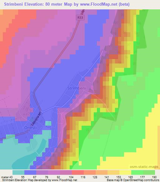 Strimbeni,Moldova Elevation Map