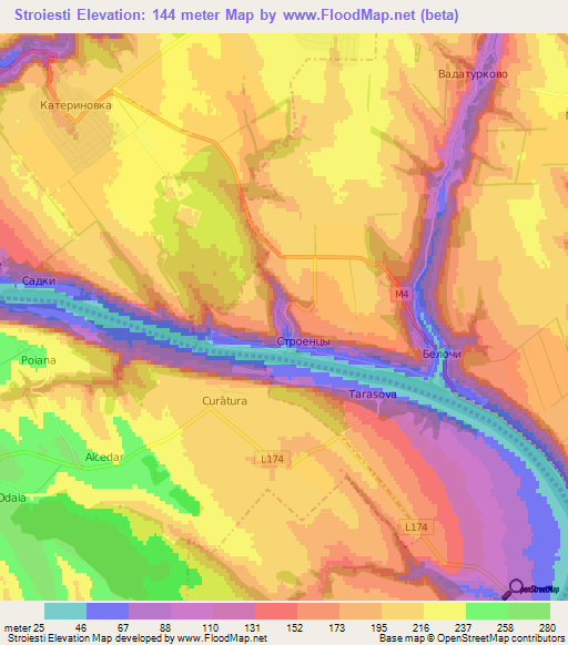 Stroiesti,Moldova Elevation Map