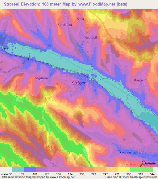 Straseni,Moldova Elevation Map