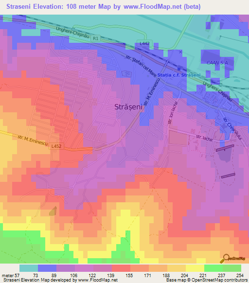 Straseni,Moldova Elevation Map