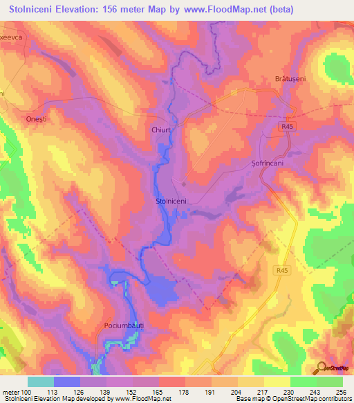 Stolniceni,Moldova Elevation Map