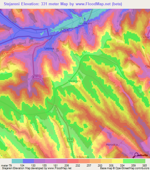 Stejareni,Moldova Elevation Map