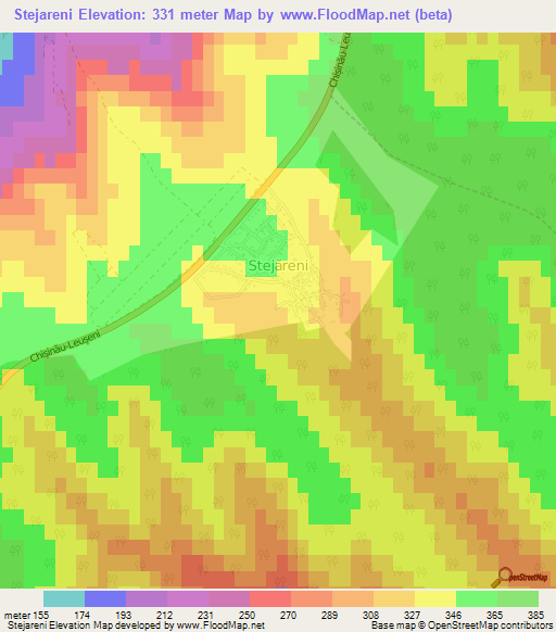 Stejareni,Moldova Elevation Map