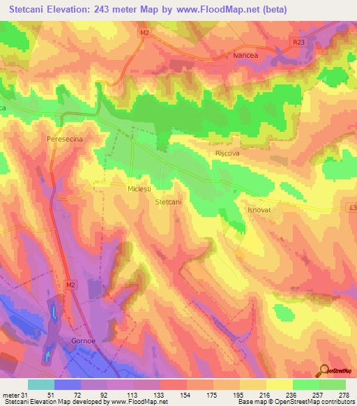 Stetcani,Moldova Elevation Map