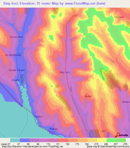 Step-Soci,Moldova Elevation Map