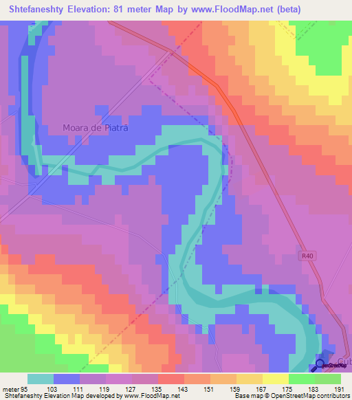 Shtefaneshty,Moldova Elevation Map