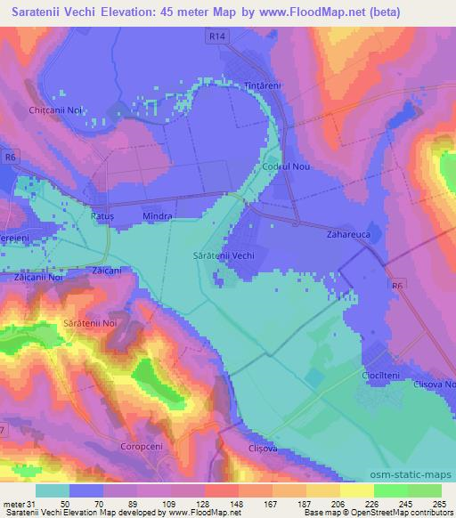 Saratenii Vechi,Moldova Elevation Map